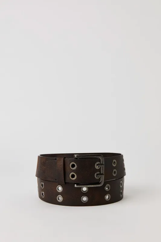 Faux Leather Double Grommet Belt sold by Urban Planet