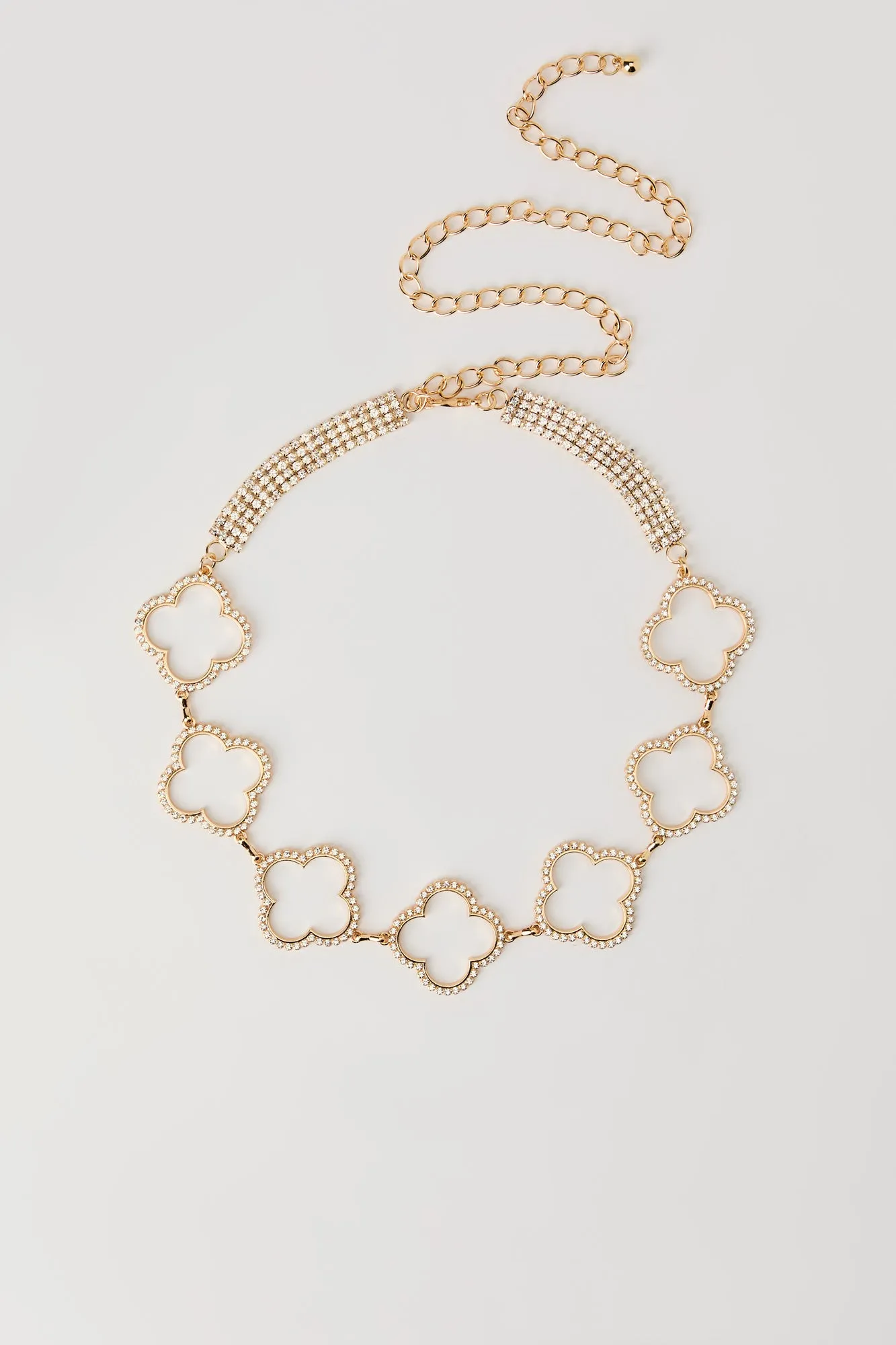 Rhinestone Clover Chain Belt sold by Urban Planet