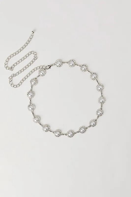 Faux Pearl Rhinestone Chain Belt sold by Urban Planet