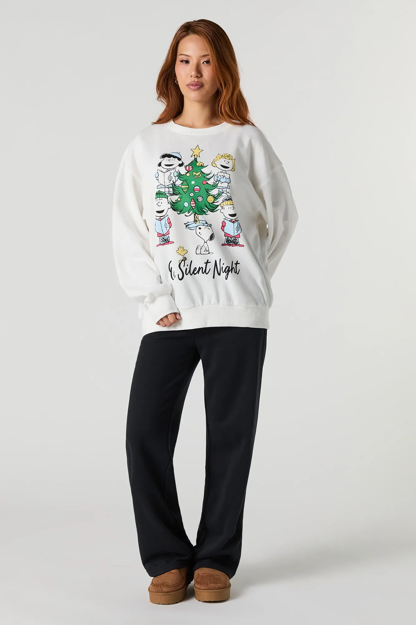 Peanuts Snoopy Silent Night Graphic Fleece Sweatshirt sold by Urban Planet product image thumbnail 3