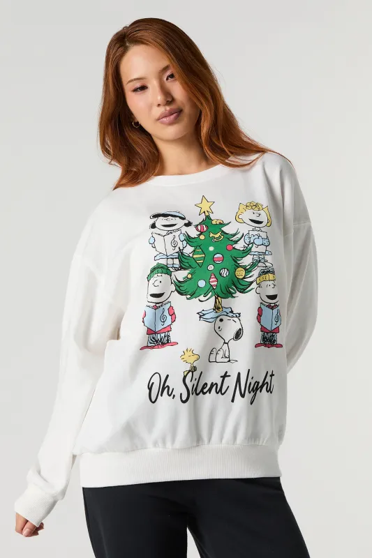 Snoopy Silent Night Graphic Fleece Sweatshirt sold by Urban Planet