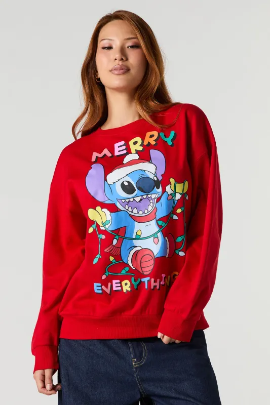 Stitch Merry Christmas Graphic Fleece Sweatshirt sold by Urban Planet