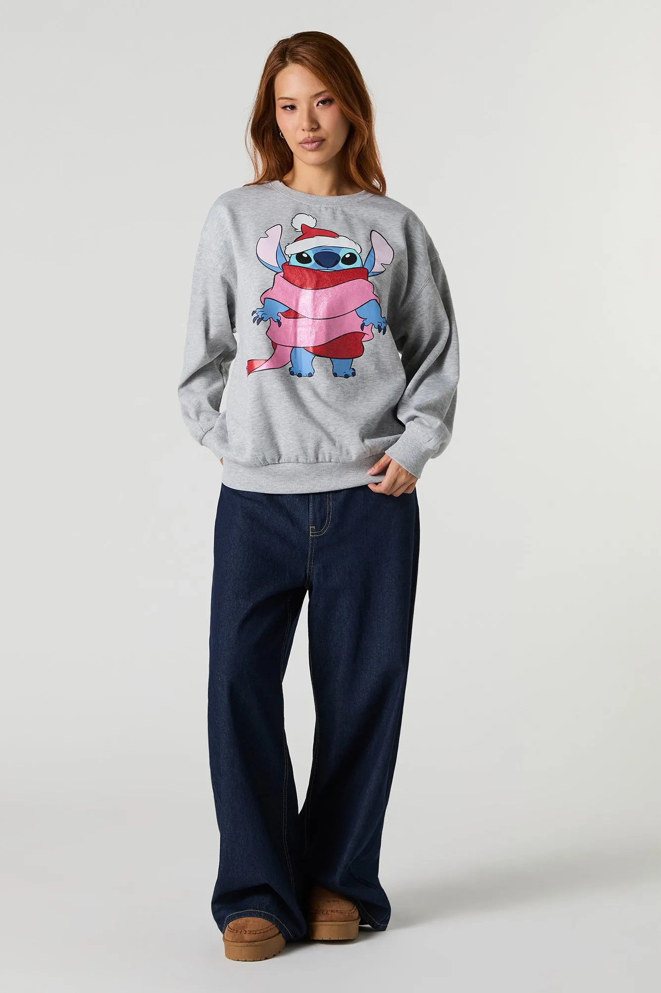 Stitch Christmas Graphic Fleece Sweatshirt sold by Urban Planet product image thumbnail 3