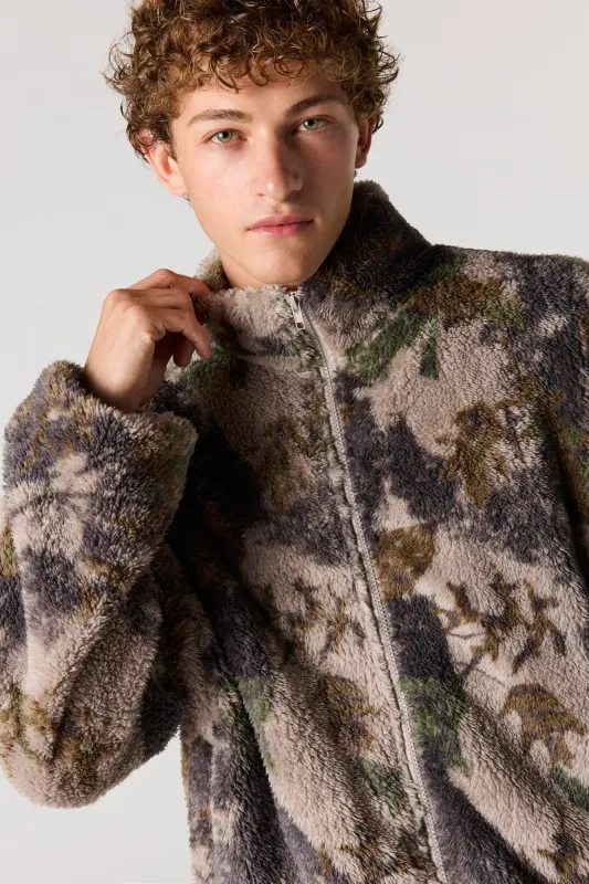 Sherpa Oversized Zip-Up Jacket sold by Urban Planet