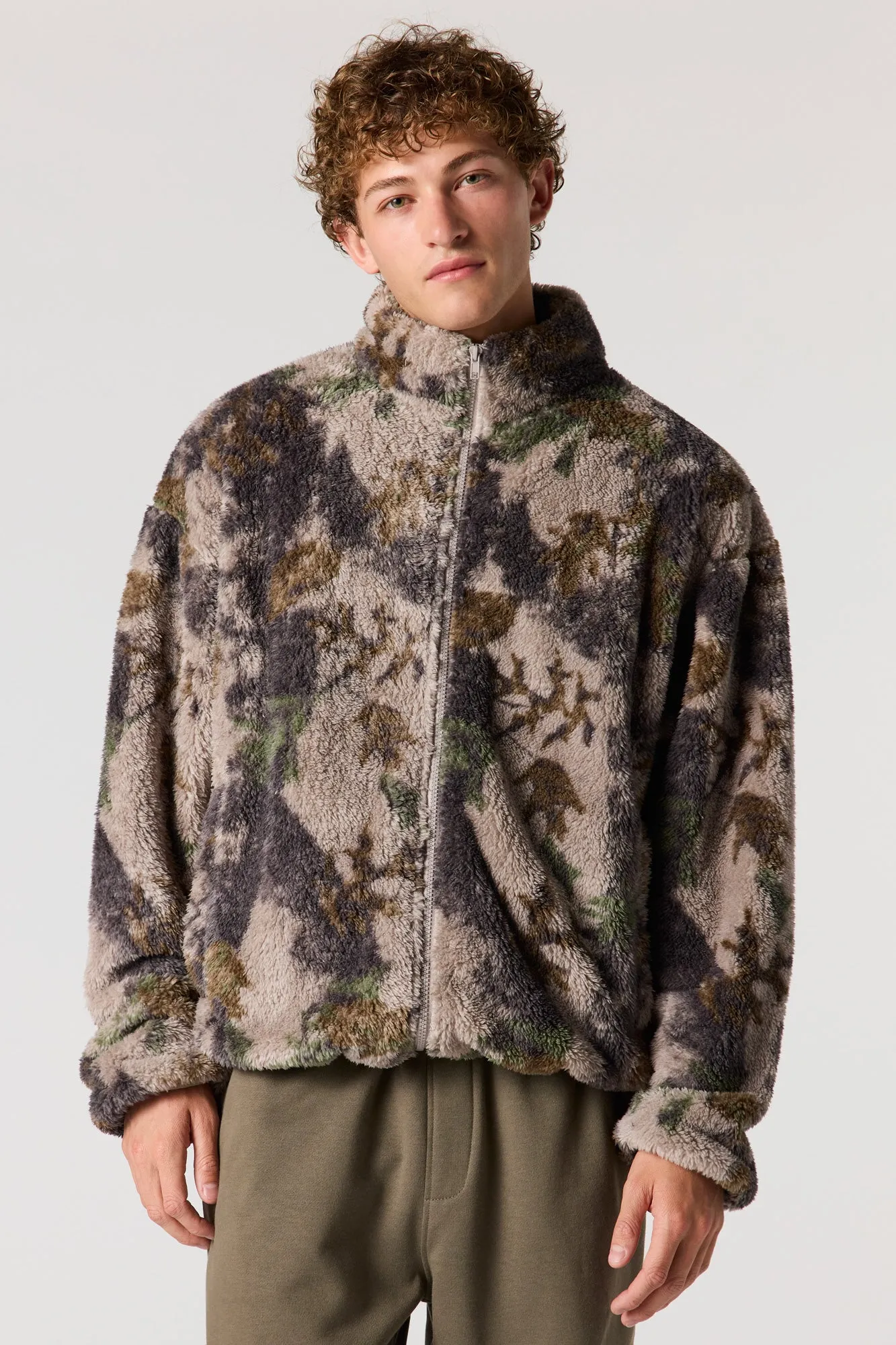 Sherpa Oversized Zip-Up Jacket sold by Urban Planet product image thumbnail 4