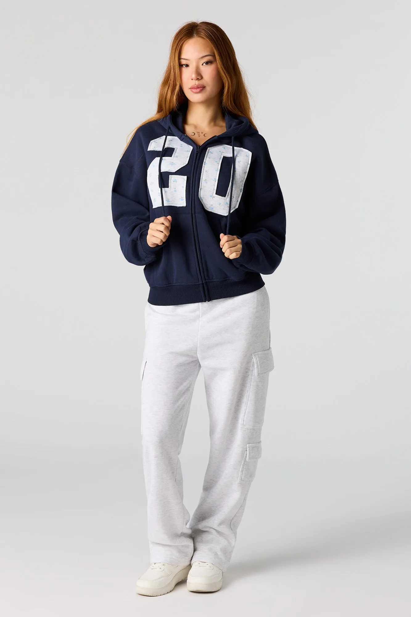 Floral Patch Boxy Zip-Up Hoodie sold by Urban Planet product image thumbnail 3