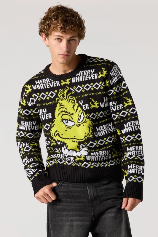 Merry Christmas Grinch Jacquard Knit Sweater sold by Urban Planet
