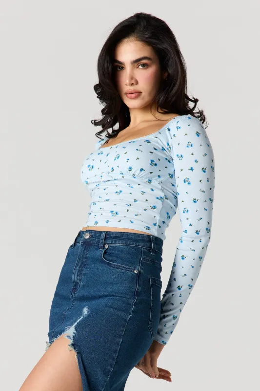 Lace Trim Bow Long Sleeve Top sold by Urban Planet