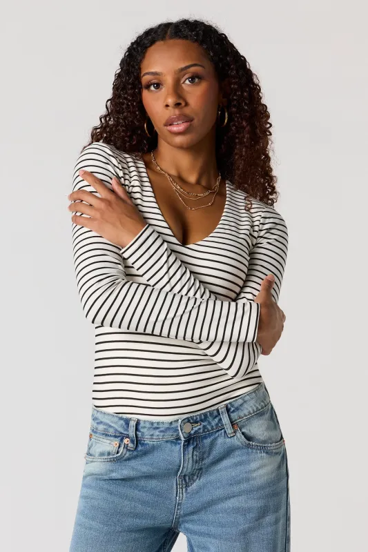 V-Neckline Long Sleeve Bodysuit sold by Urban Planet