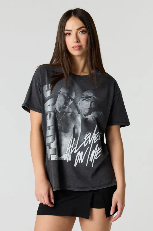 Tupac Graphic Washed Boyfriend T-Shirt sold by Urban Planet