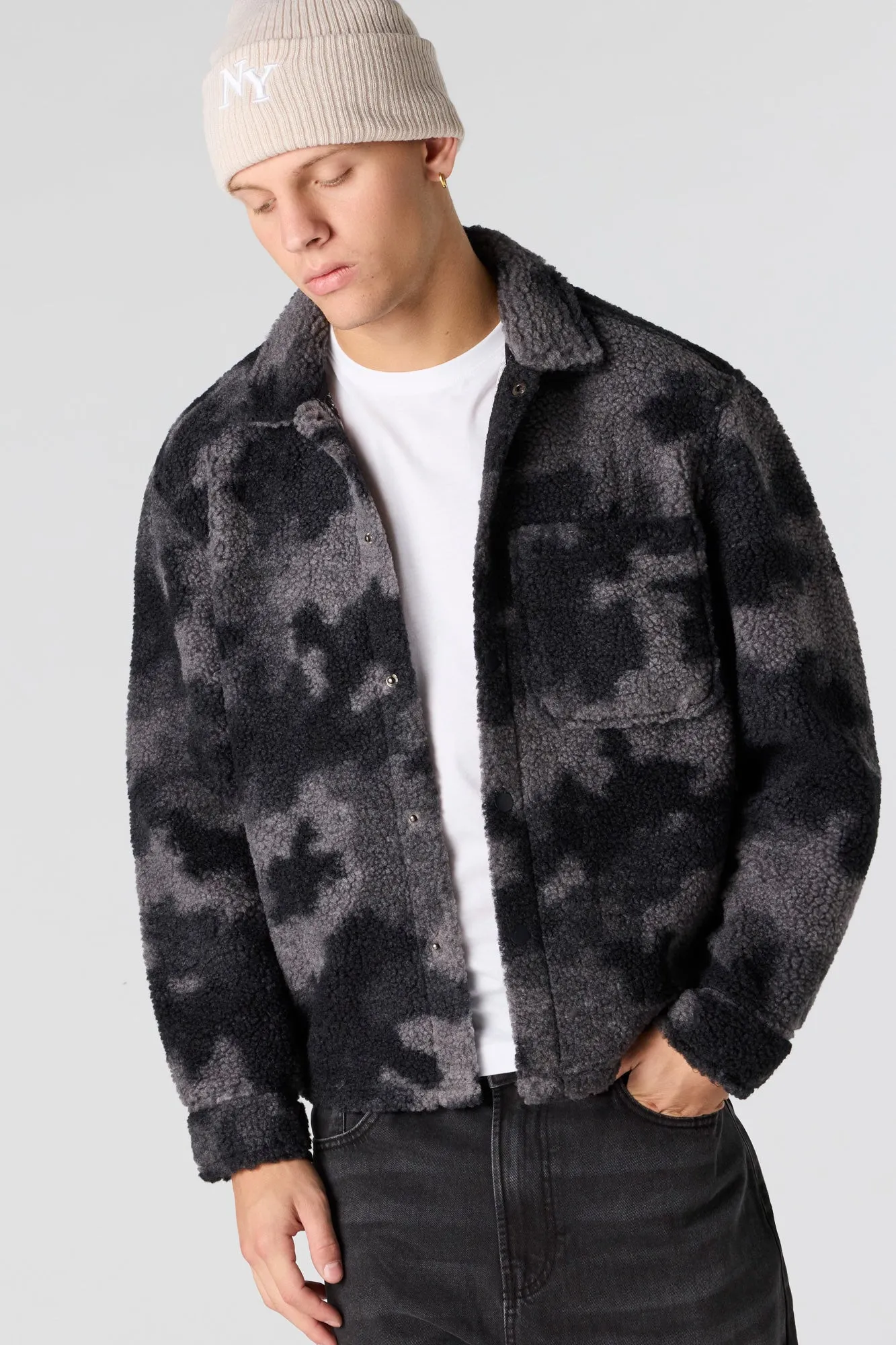 Sherpa Button-Up Jacket sold by Urban Planet