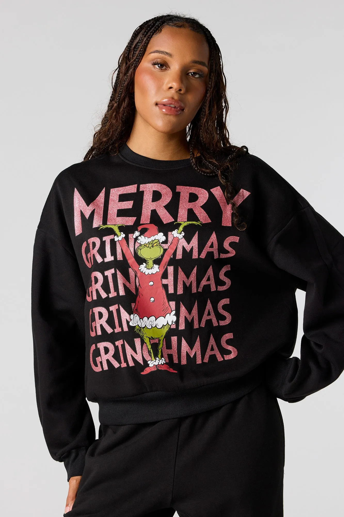 Grinch Christmas Graphic Fleece Sweatshirt sold by Urban Planet product image thumbnail 4