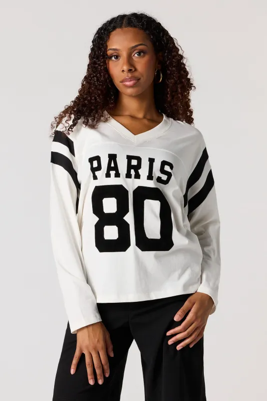 Paris Felt Print Long Sleeve Jersey sold by Urban Planet