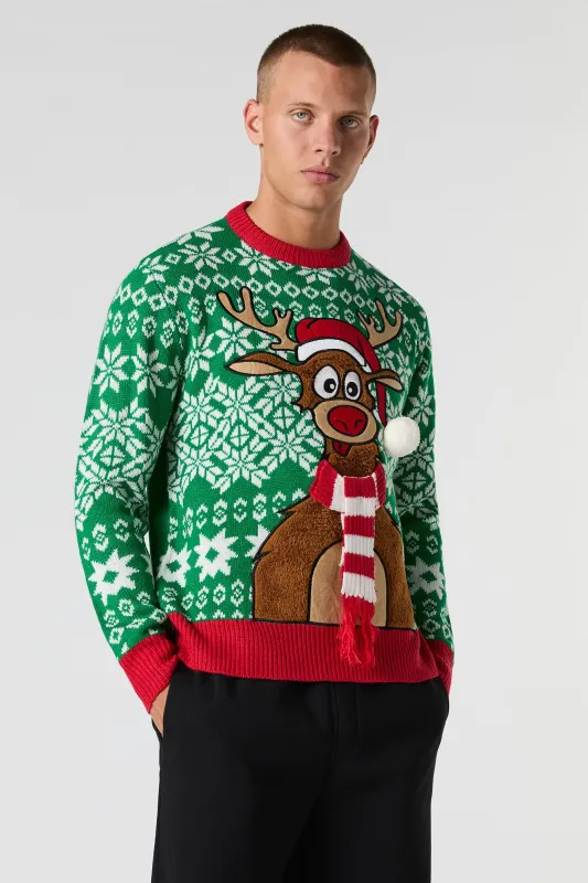 Furry Reindeer Christmas Sweater sold by Urban Planet