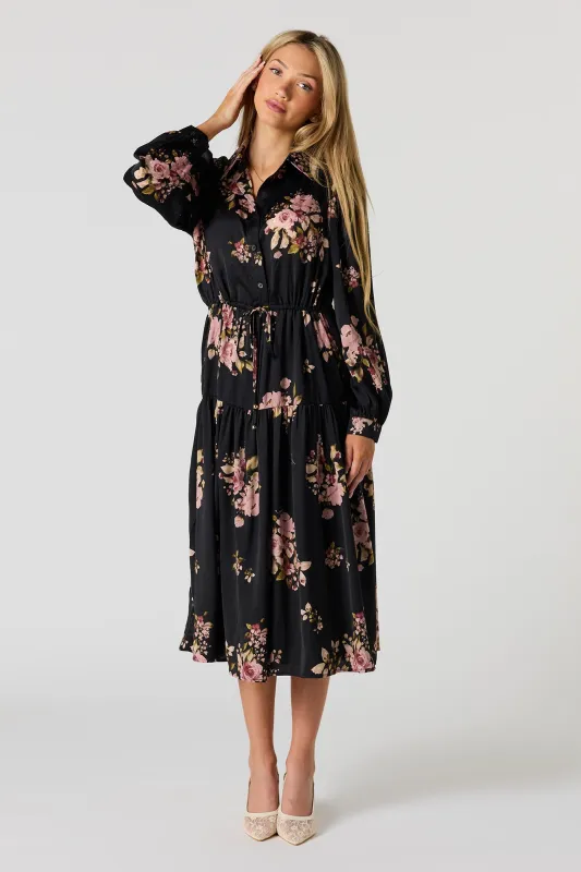 Tiered Button-Up Collared Midi Dress sold by Urban Planet