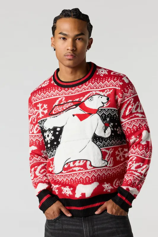 Coca Cola Chenille Embroidered Christmas Sweater sold by Urban Planet