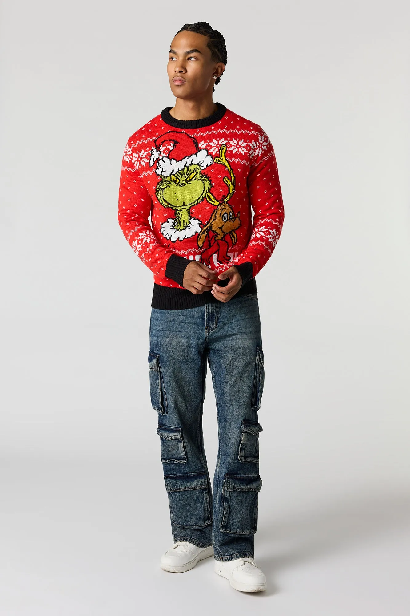 Grinch & Max Jacquard Knit Christmas Sweater sold by Urban Planet product image thumbnail 3