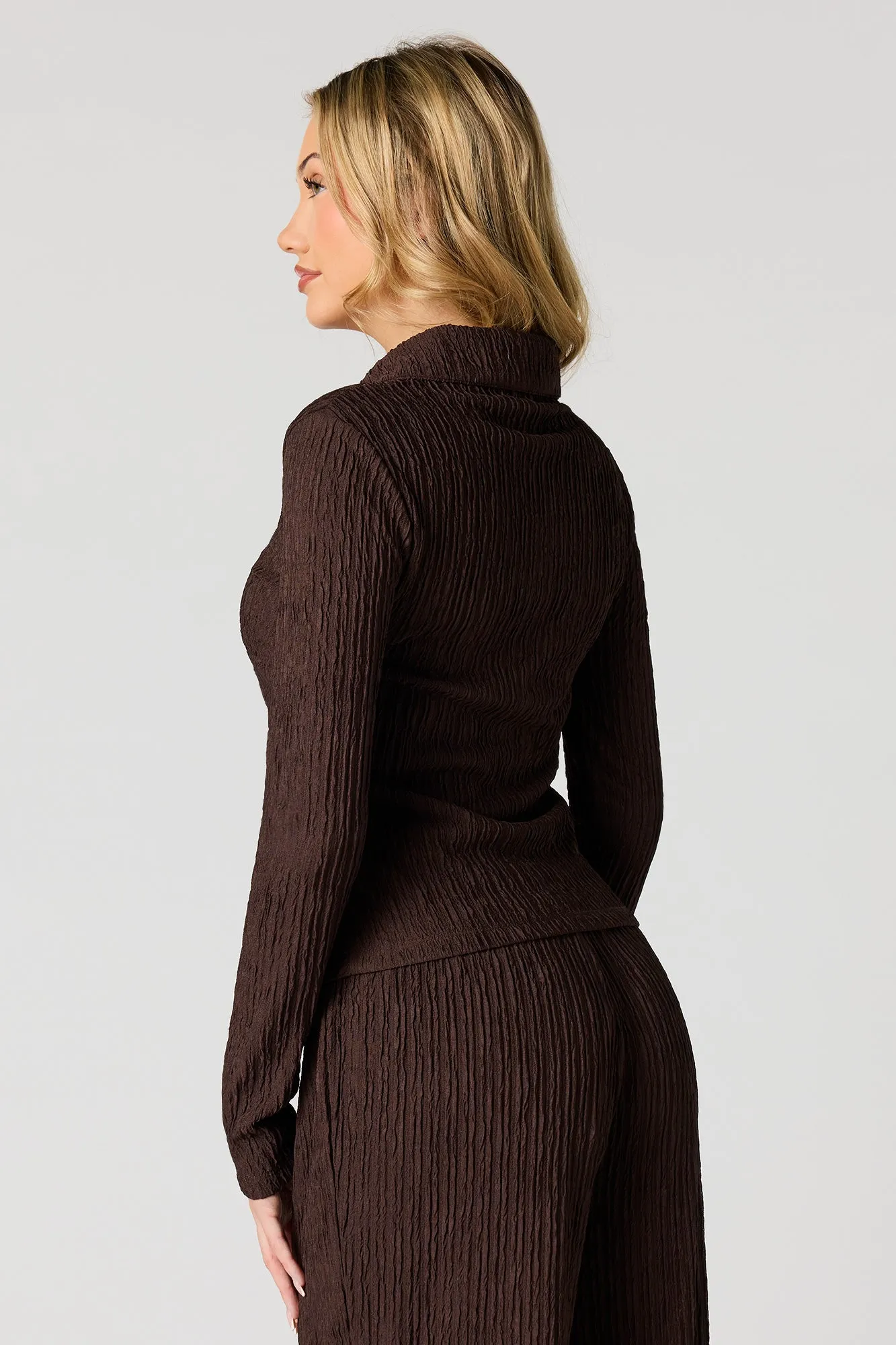 Textured Long Sleeve Button-Up Top sold by Urban Planet product image thumbnail 2