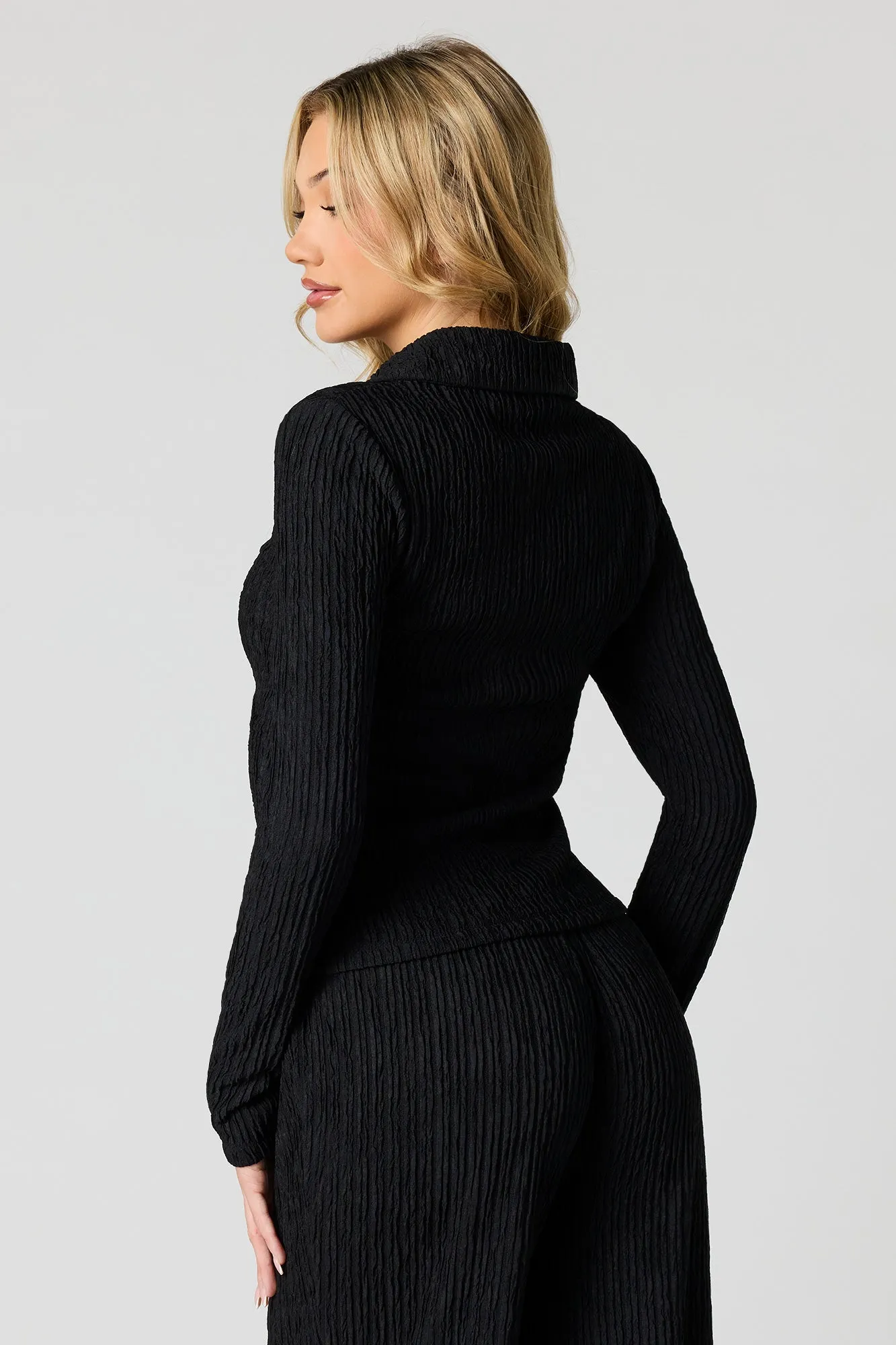 Textured Long Sleeve Button-Up Top sold by Urban Planet product image thumbnail 5
