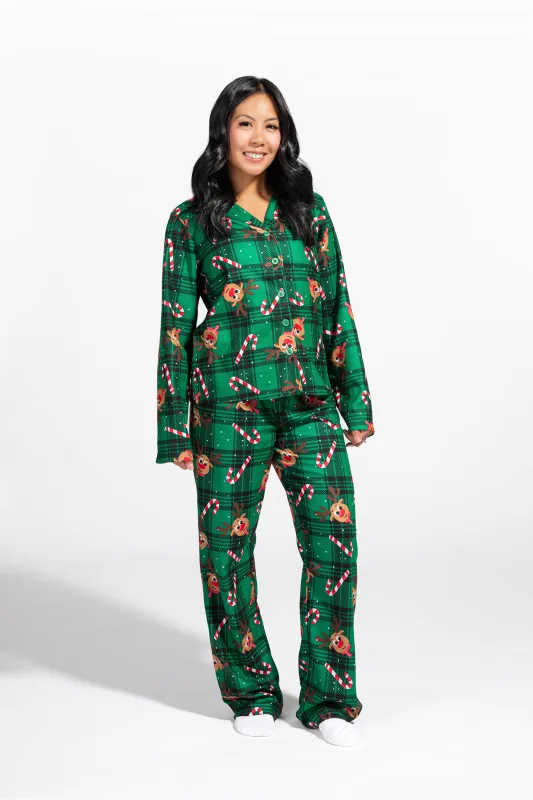 Womens Fammy Jammies Rudolph Flannel Pajama Set sold by Urban Planet