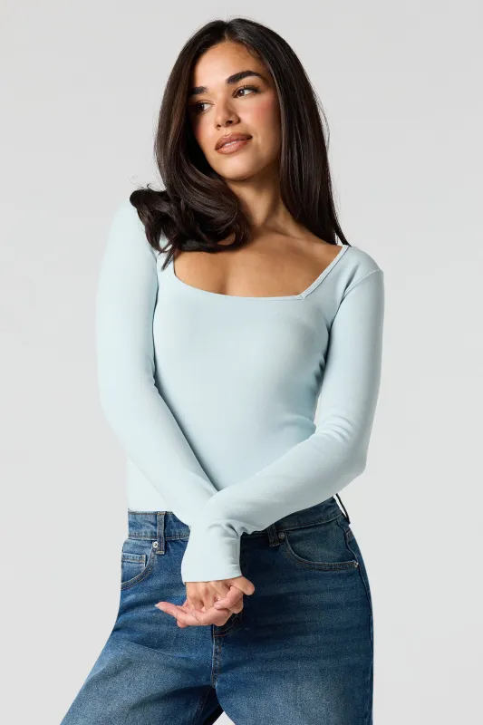Square Neck Long Sleeve Bodysuit sold by Urban Planet