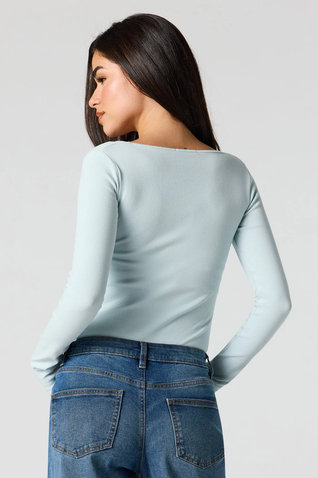 Square Neck Long Sleeve Bodysuit sold by Urban Planet product image thumbnail 2
