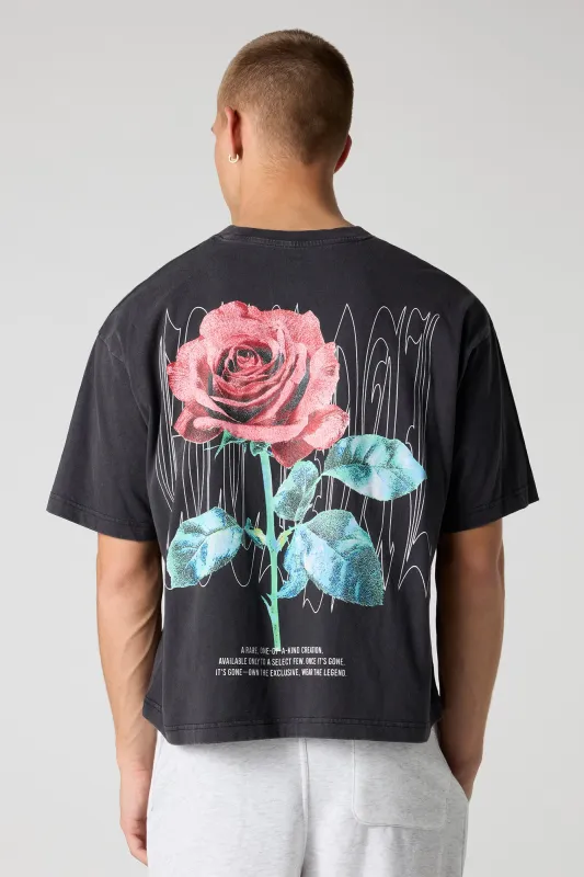Rose Graphic Washed Boxy T-Shirt sold by Urban Planet