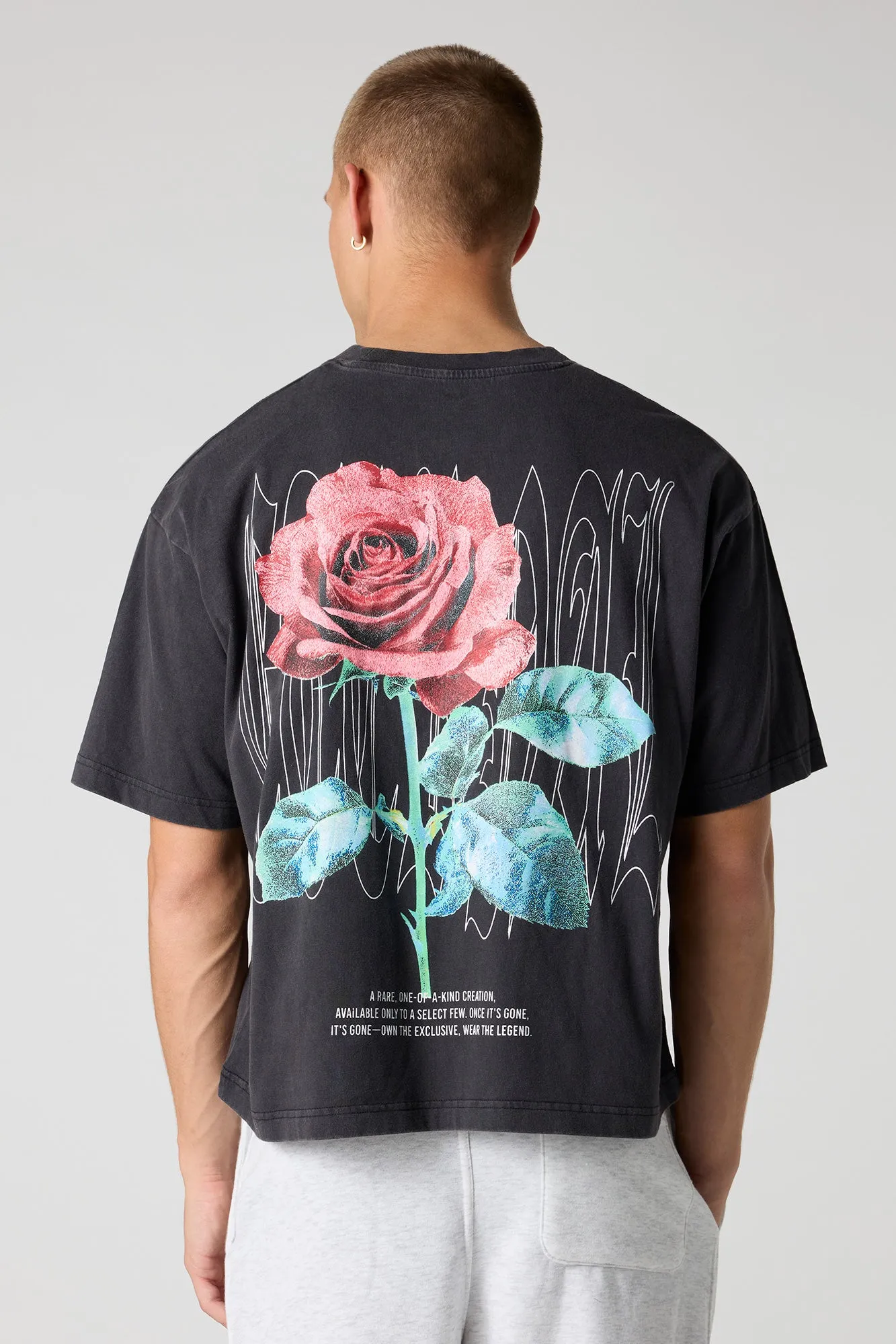 Rose Graphic Washed Boxy T-Shirt sold by Urban Planet