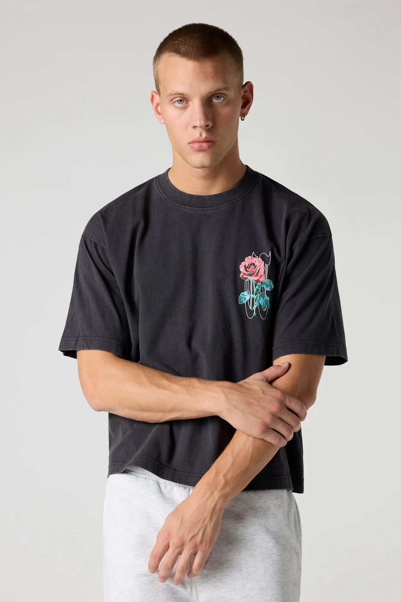 Rose Graphic Washed Boxy T-Shirt sold by Urban Planet product image thumbnail 2