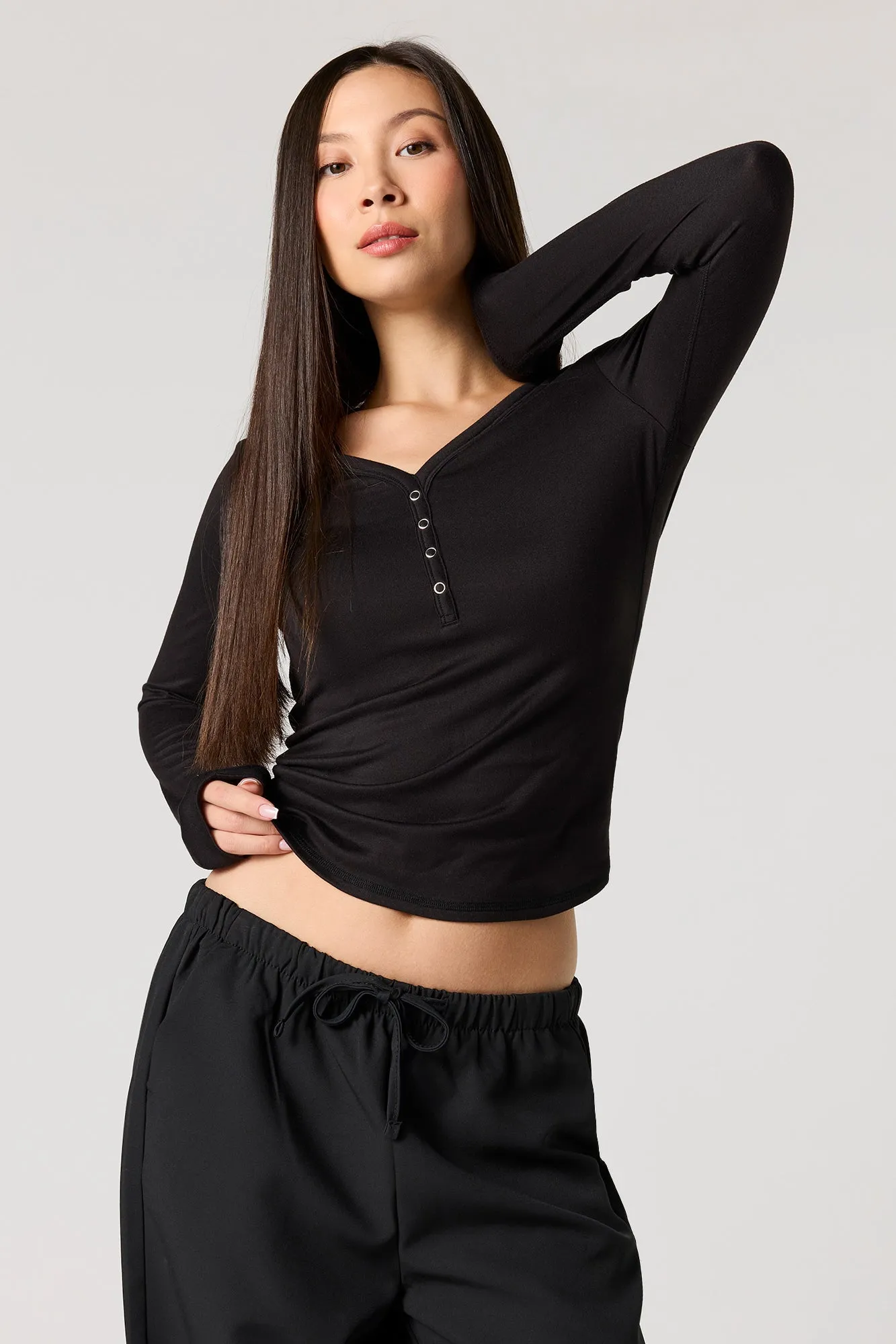 Long Sleeve Buttoned Top sold by Urban Planet product image thumbnail 4