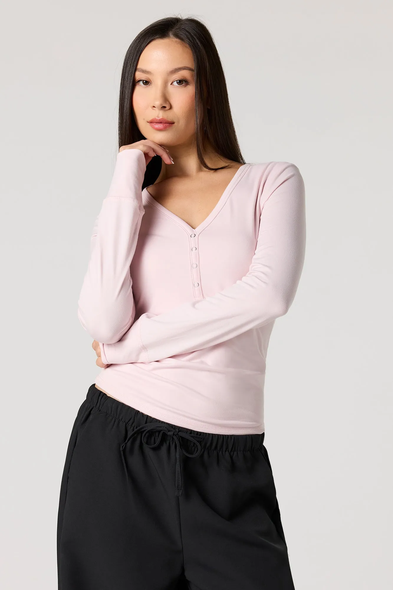 Long Sleeve Buttoned Top sold by Urban Planet