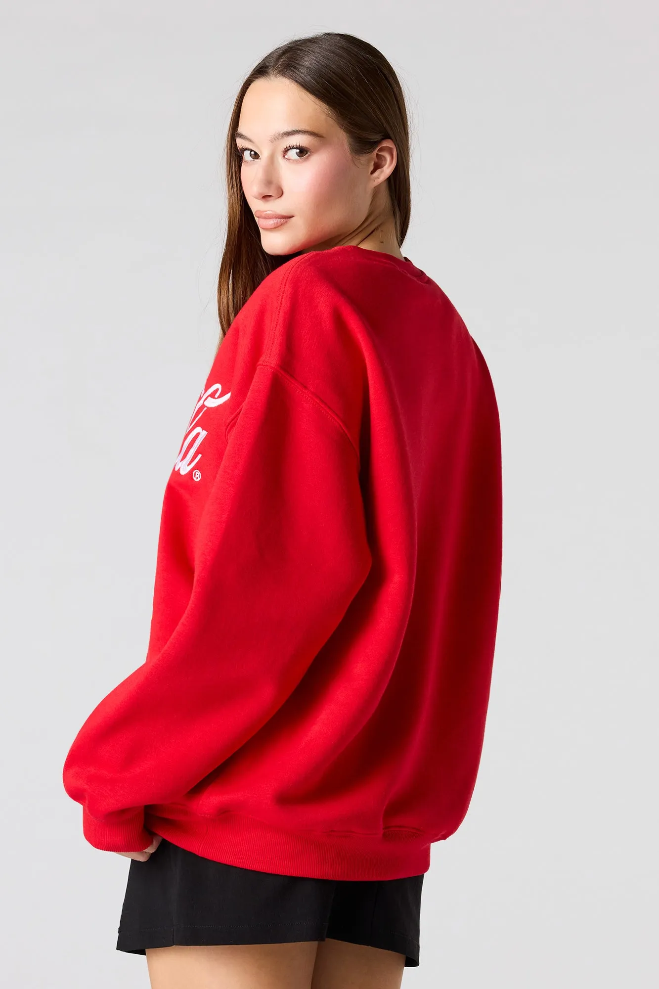 Coca Cola Chenille Embroidered Christmas Fleece Sweatshirt sold by Urban Planet product image thumbnail 2