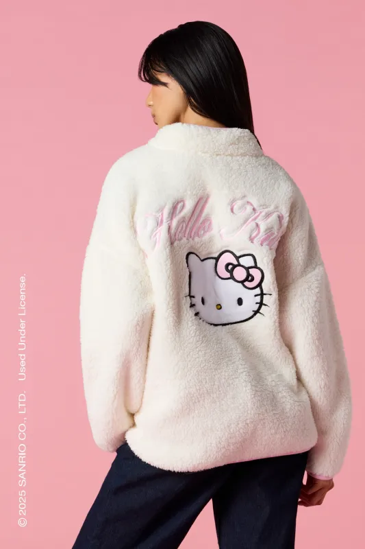 Hello Kitty® Sherpa Quarter Zip Sweatshirt sold by Urban Planet