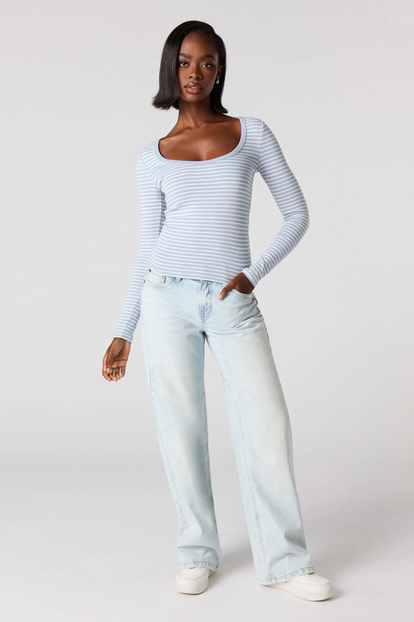 Ribbed Scoop Neck Long Sleeve Top sold by Urban Planet product image thumbnail 3