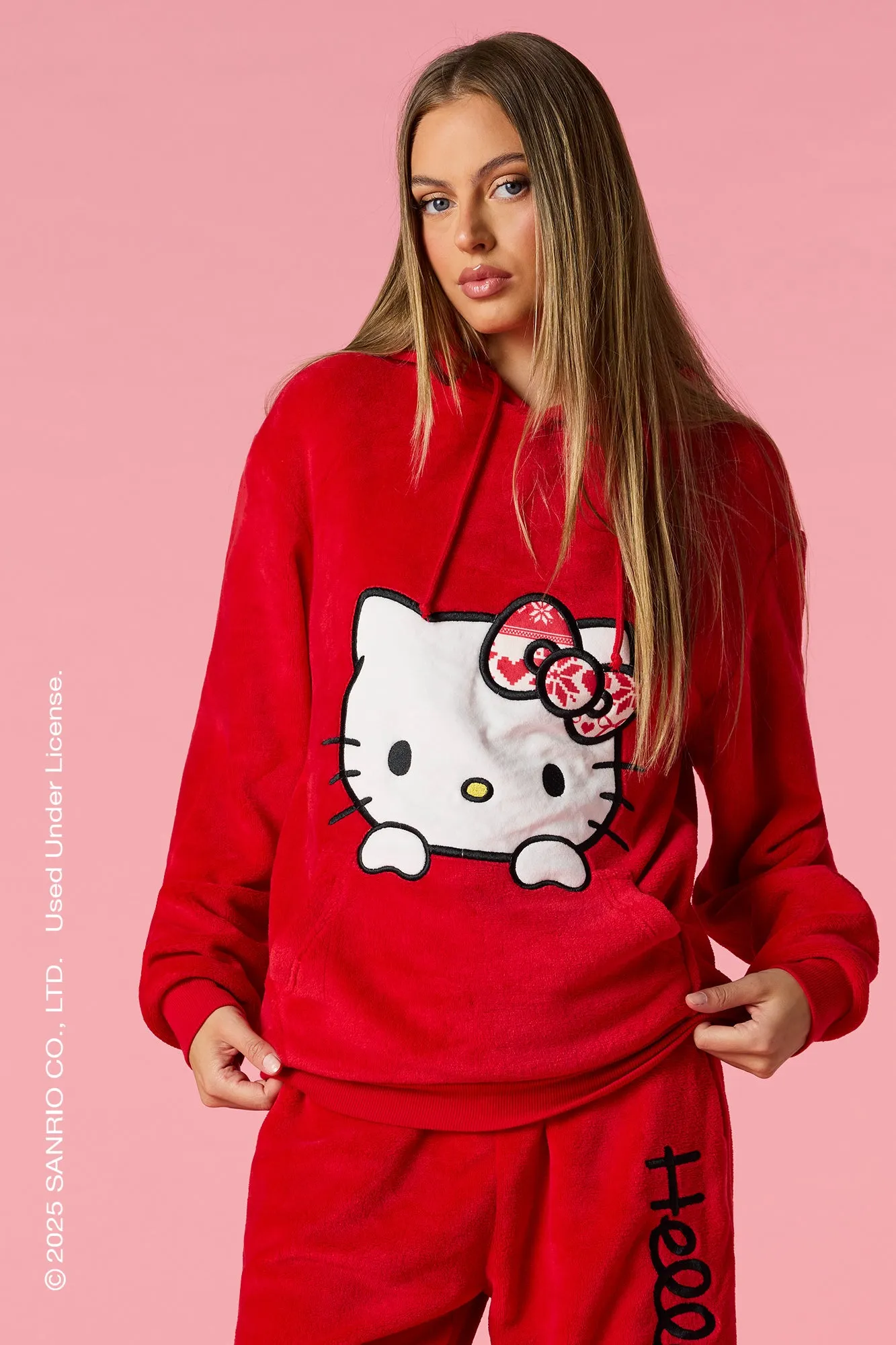 Hello Kitty® Holiday Embroidered Plush Hoodie sold by Urban Planet product image thumbnail 4