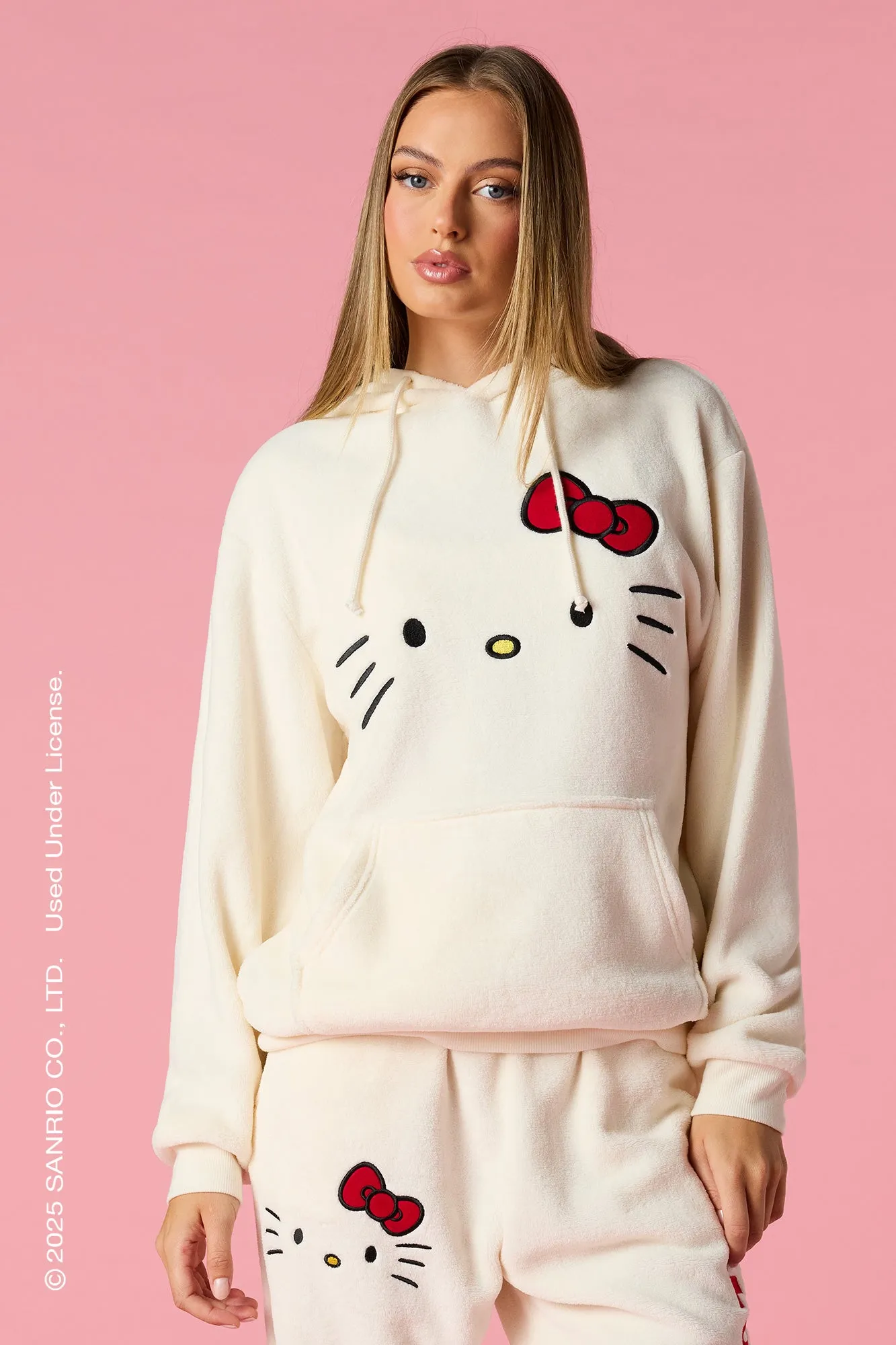 Hello Kitty® Holiday Embroidered Plush Hoodie sold by Urban Planet