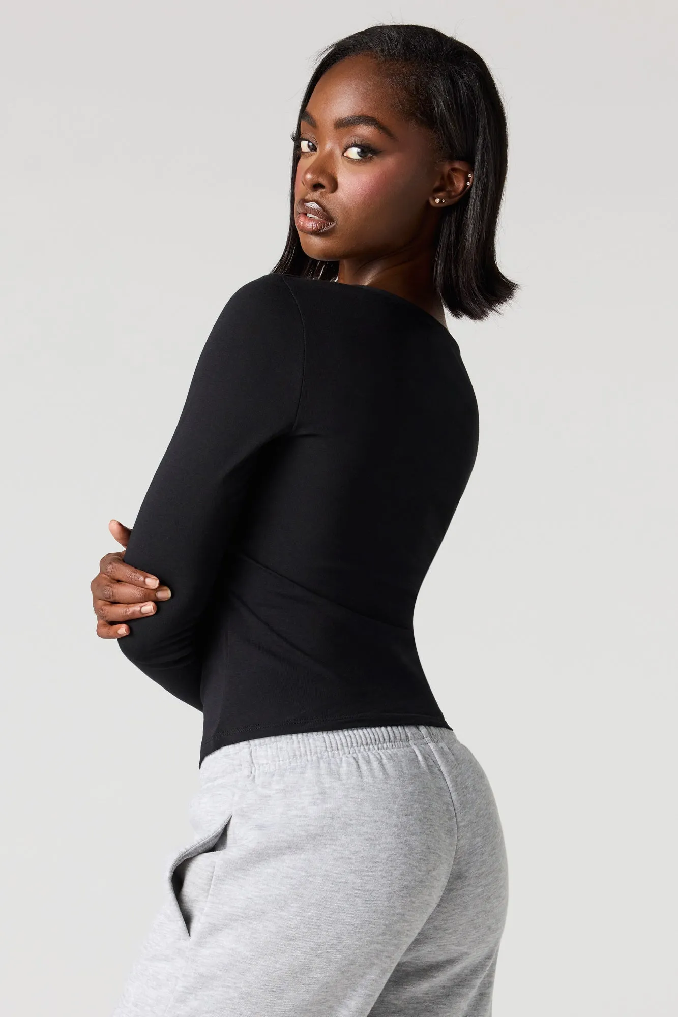 Contour V-Neck Classic Long Sleeve Top sold by Urban Planet product image thumbnail 5