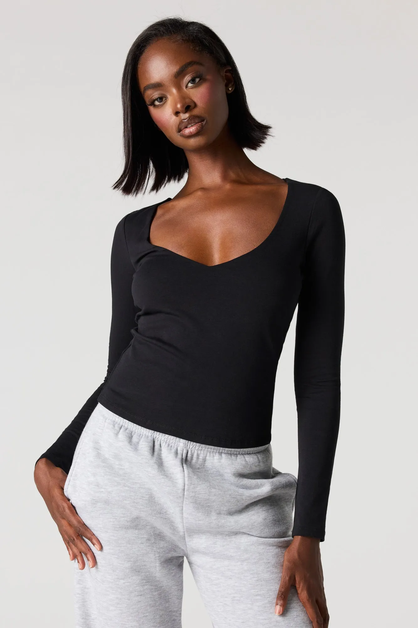 Contour V-Neck Classic Long Sleeve Top sold by Urban Planet product image thumbnail 4
