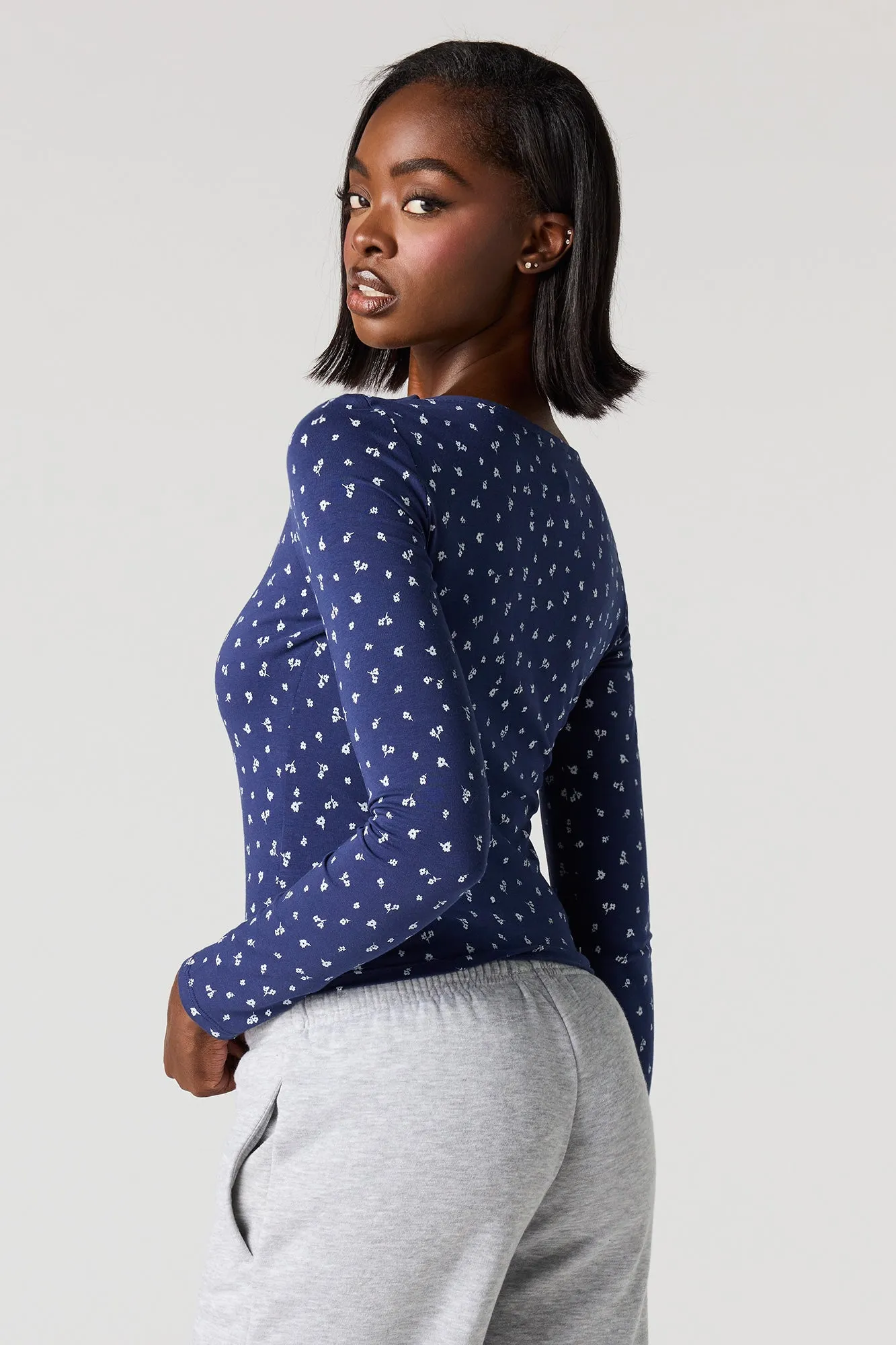 Contour V-Neck Classic Long Sleeve Top sold by Urban Planet product image thumbnail 2