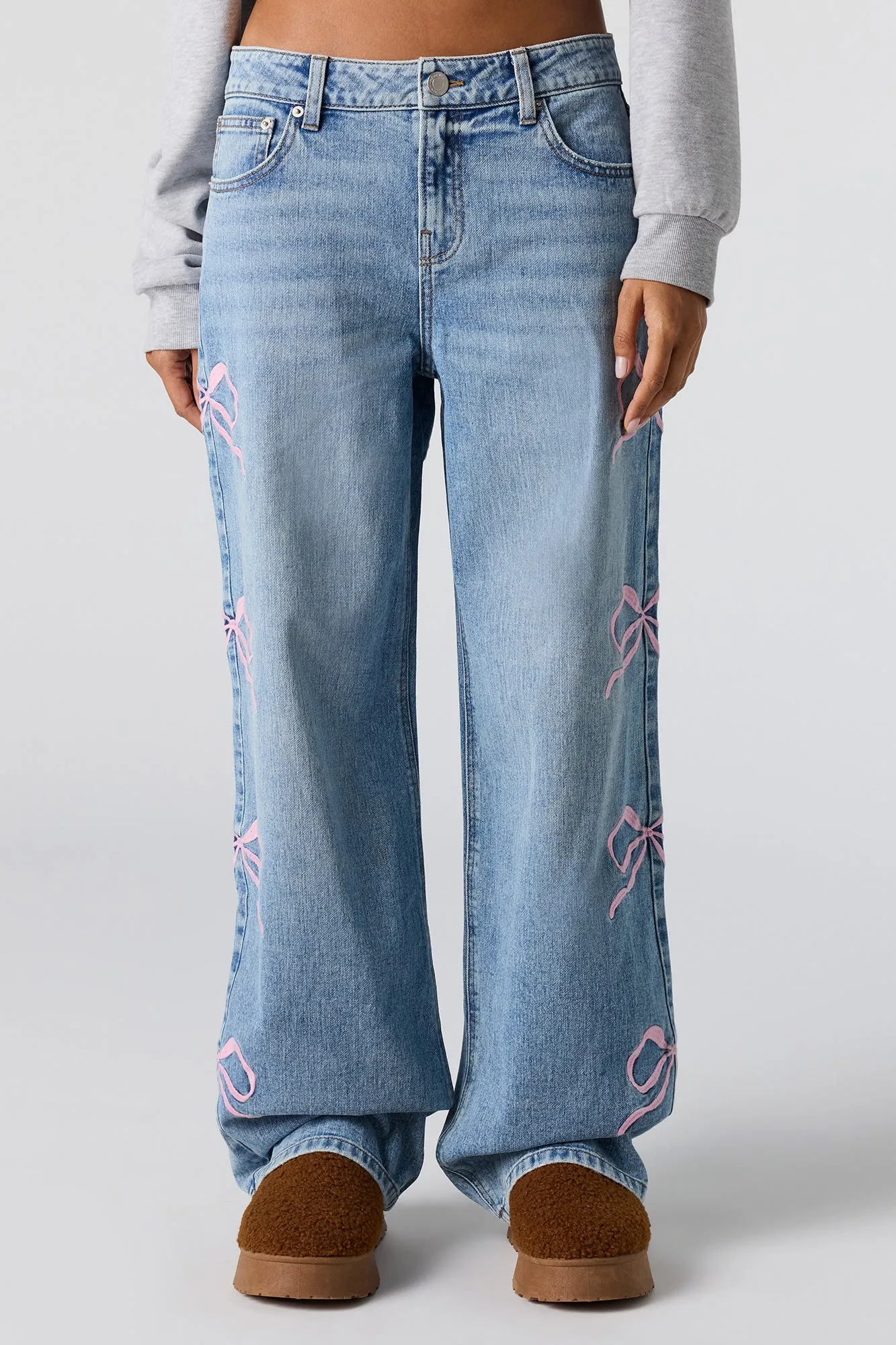 Low Rise Bow Print Baggy Jean sold by Urban Planet product image thumbnail 2