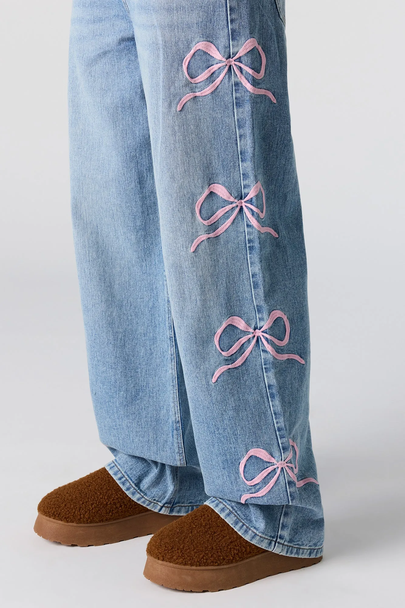 Low Rise Bow Print Baggy Jean sold by Urban Planet product image thumbnail 4