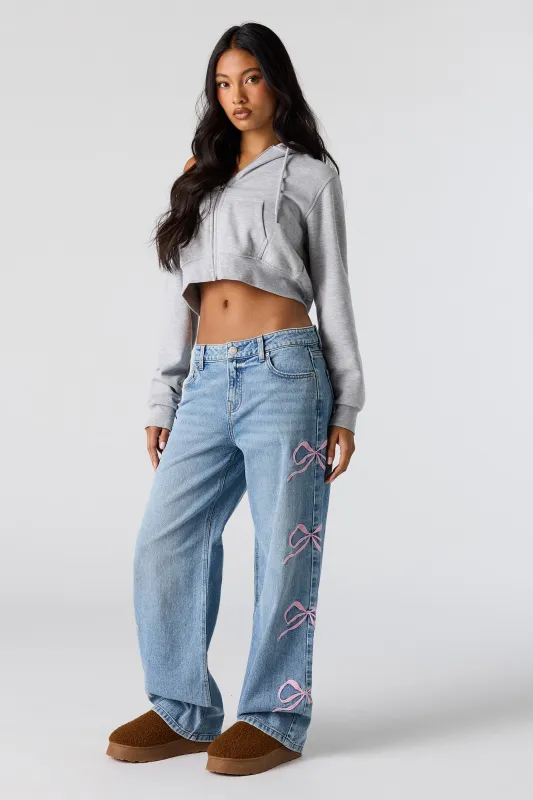 Low Rise Bow Print Baggy Jean sold by Urban Planet
