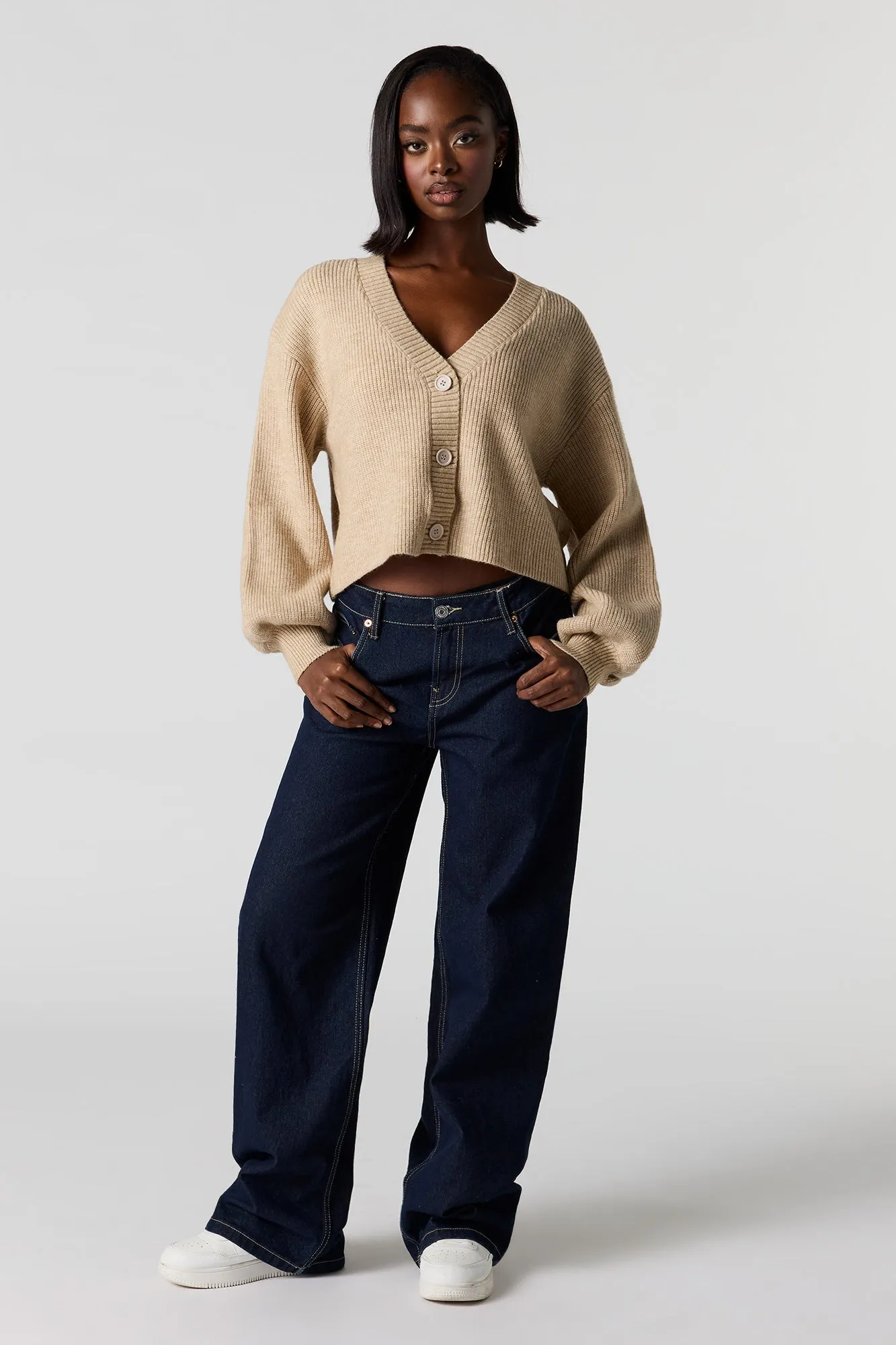 Mossy Knit Button-Up Cardigan sold by Urban Planet product image thumbnail 3