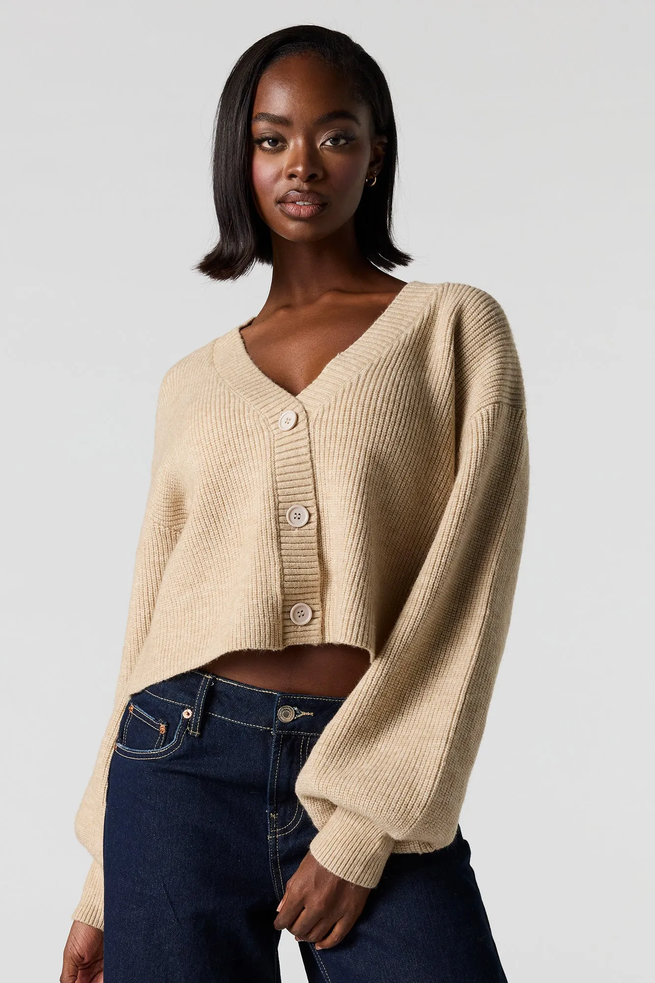Mossy Knit Button-Up Cardigan sold by Urban Planet product image thumbnail 4