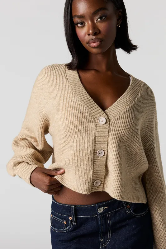 Mossy Knit Button-Up Cardigan sold by Urban Planet