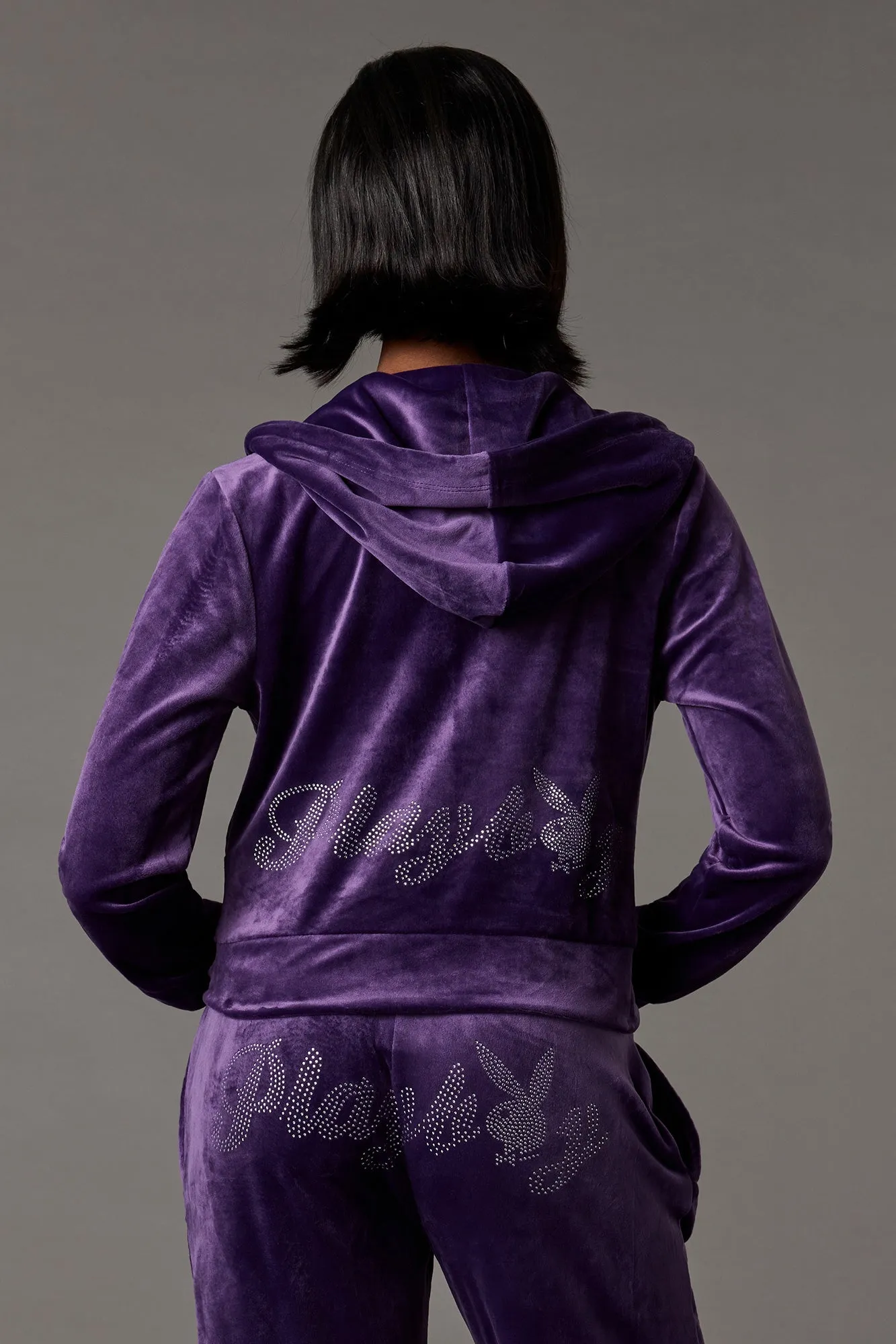 Playboy Rhinestone Velour Zip-Up Hoodie sold by Urban Planet product image thumbnail 2