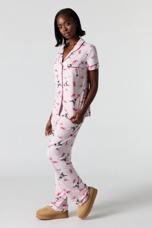 Printed Button-Up Top & Pant Pajama Set sold by Urban Planet