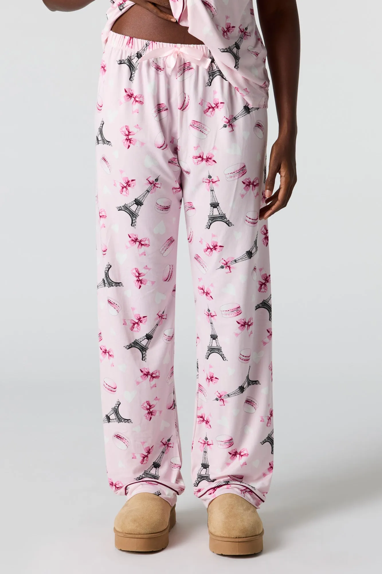 Printed Button-Up Top & Pant Pajama Set sold by Urban Planet product image thumbnail 3