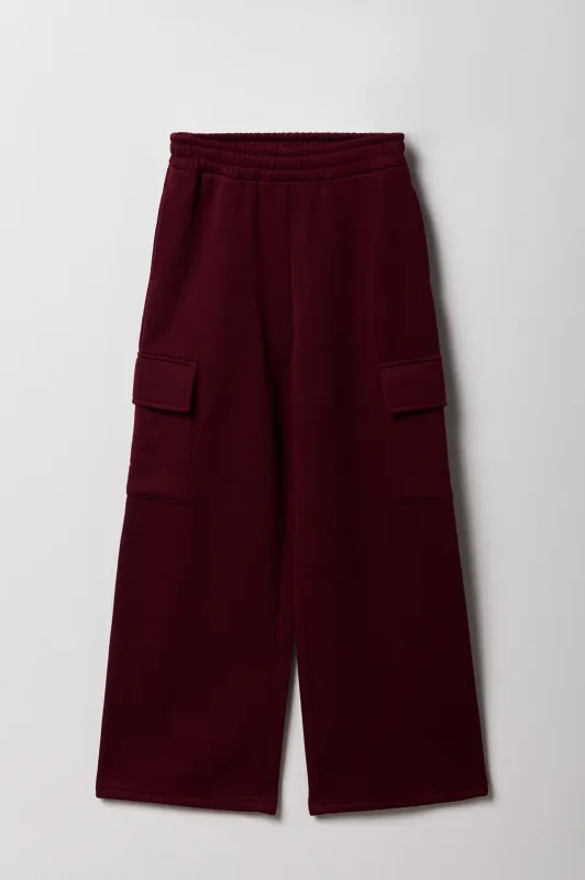 Girls Fleece Wide Leg Cargo Sweatpant sold by Urban Planet