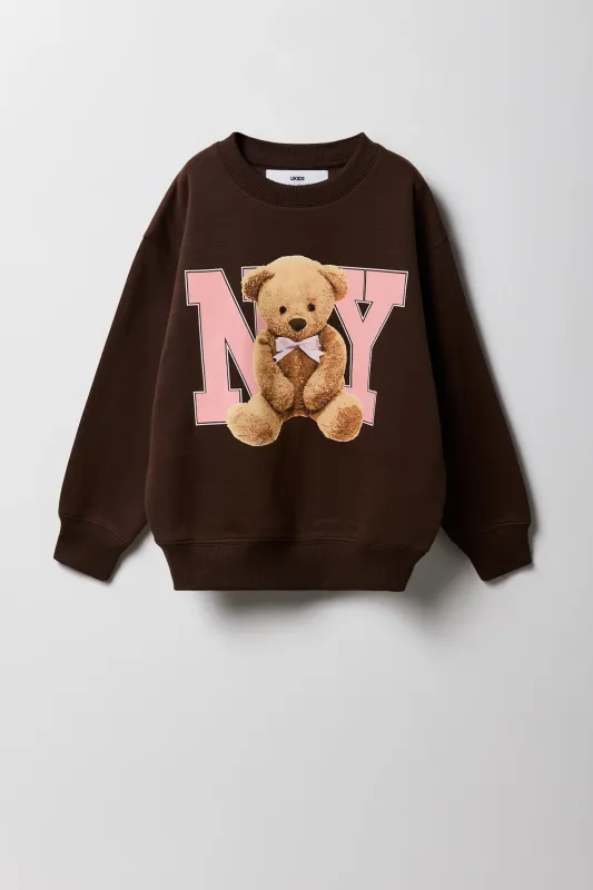 Girls Fleece Oversized HD Print Sweatshirt made by Urban Planet